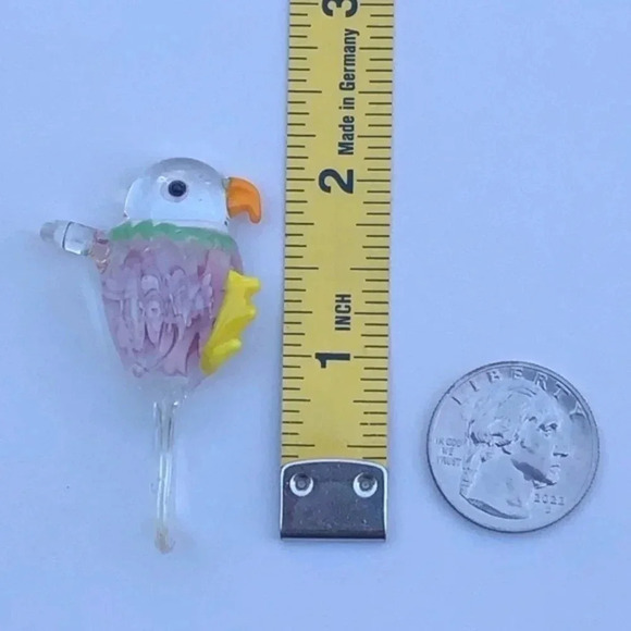 Precious Clear Murano Glass Bird Parrot Parakeet Necklace Pendant NWT - Picture 4 of 4